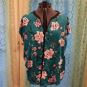 Torrid Floral Print Contrast Dolman Top